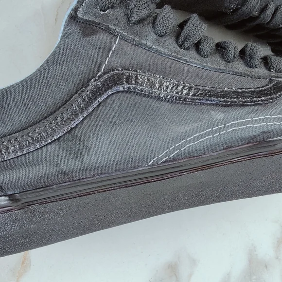 Vans Men's Old Skool Low All Black Canvas Sneakers Skate Tennis Shoes, 11 - Picture 16 of 16